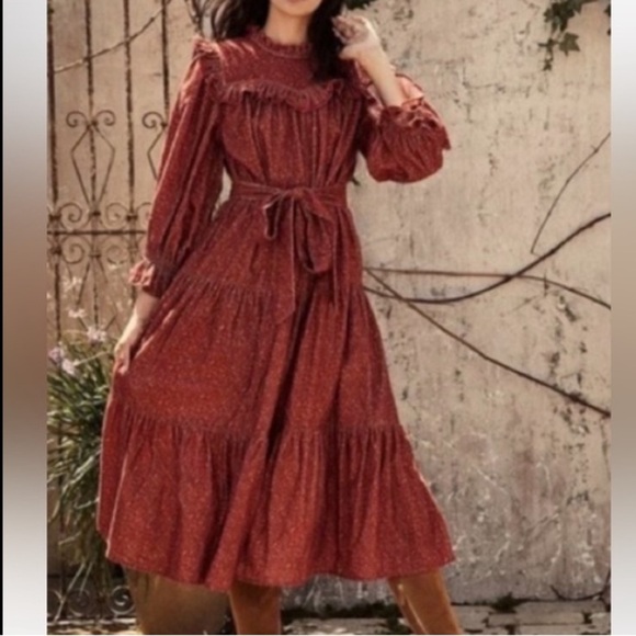 DÔEN Mountain Dress in Burgundy California Wildflower - Picture 2 of 11